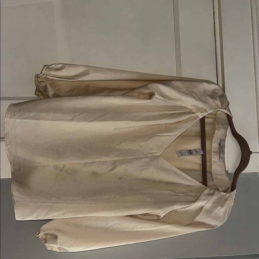 Cream V-Neck Blouse